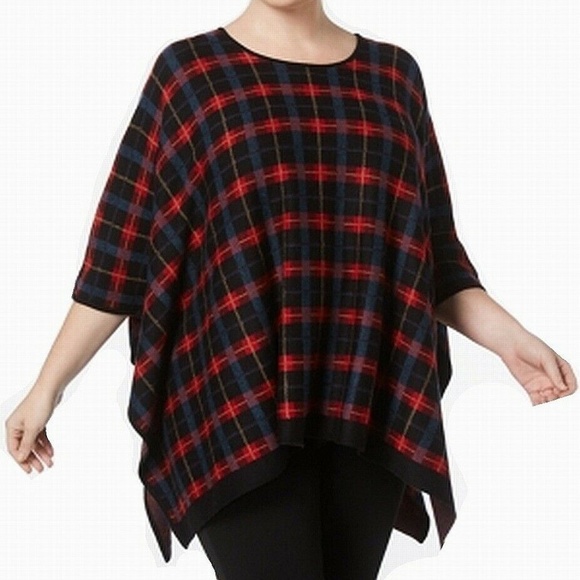 Anne Klein Women's Plaid Poncho  - Size 1X - NWT - Picture 1 of 2